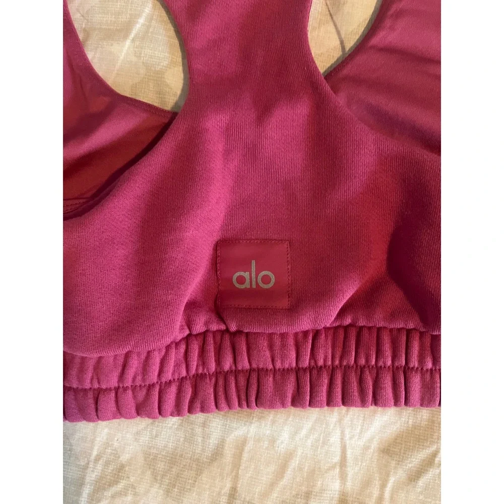 Alo Yoga Accolade Sweatshirt Bra Pink Racerback Sports Bra Large